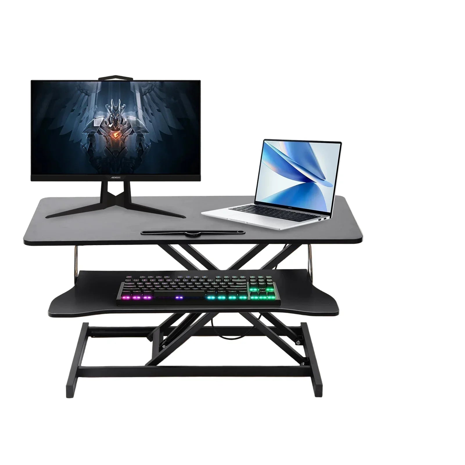 Convertidor de escritorio de pie ajustable – Extensión de escritorio ajustable en altura, Negro