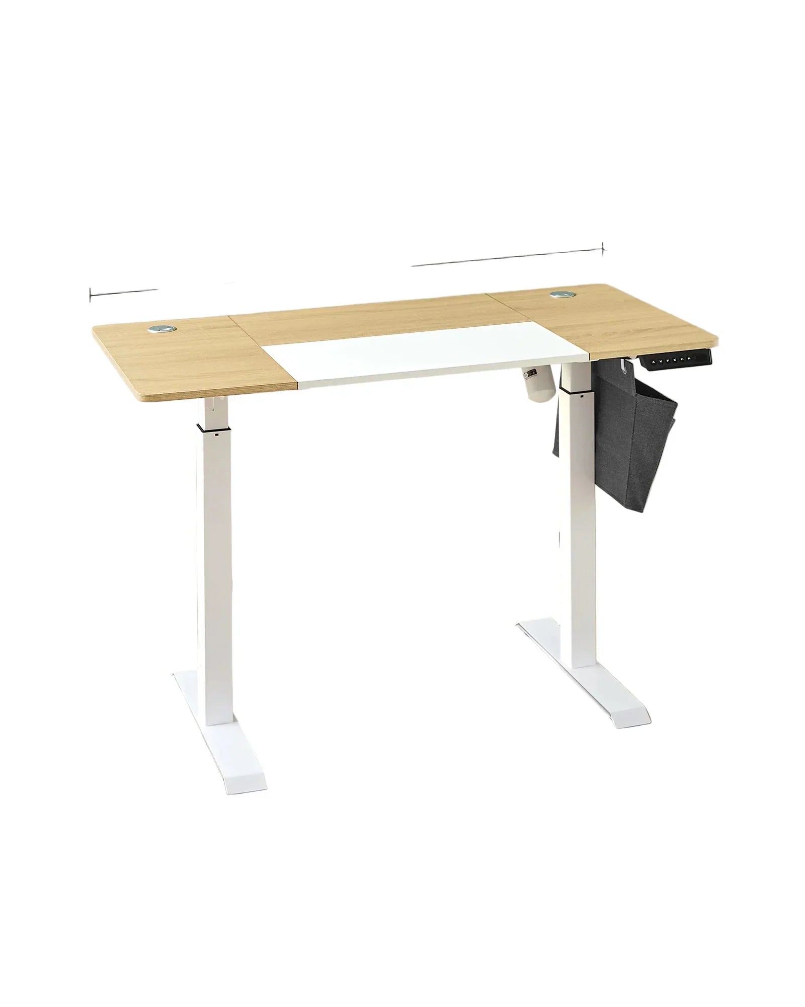 Escritorio eléctrico ajustable en altura con organizador de tela – 120 x 60 cm – MDF y acero